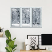 Verse sneeuwval met Uitzicht Poster (Thuiskantoor)