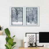 Verse sneeuwval met Uitzicht Poster (Thuiskantoor)