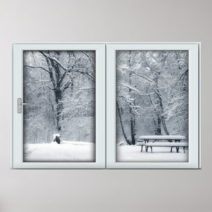 Verse sneeuwval met Uitzicht Poster