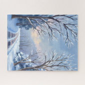 Verse Sneeuwval | Waterverf Natuur Winterweg Legpuzzel (Horizontaal)