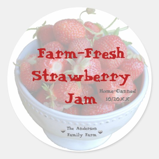 Verse Strawberry Jam Jar Label (Aanpassen) (Voorkant)