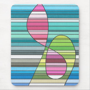 Verse Streepjes Abstract Roze & Groen Gebogen Vorm Muismat