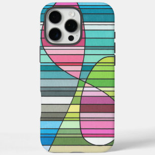 Verse Streepjes Abstract Roze & Groene Gebogen Vor iPhone 16 Pro Max Hoesje