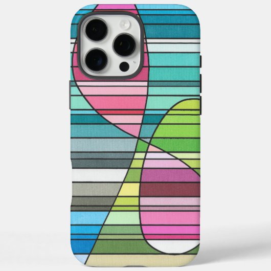 Verse Streepjes Abstract Roze & Groene Gebogen Vor Case-Mate iPhone Case (Achterkant)
