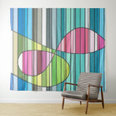 Verse Streepjes Abstract Roze & Groene Gebogen Vor Wandkleed (In Situ (horizontaal))