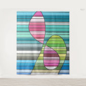 Verse Streepjes Abstract Roze & Groene Gebogen Vor Wandkleed (Voorkant)