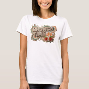 Verse T-shirt met tekst 'Fresh Orange BRUNCH TIME'