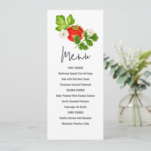 Verse tomaat Modern Menu Kaart (Staand voorkant)
