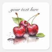 Verse trio kersen in aquarel, op maat  vierkante sticker (Voorkant)