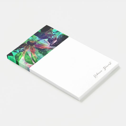 Verse tropische bloemen en bladeren schilderij Scr Post-it® Notes (Schuin)