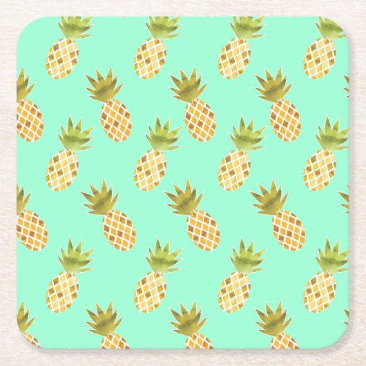 Verse tropische Waterverf ananaspatroon Kartonnen Onderzetters (Voorkant)
