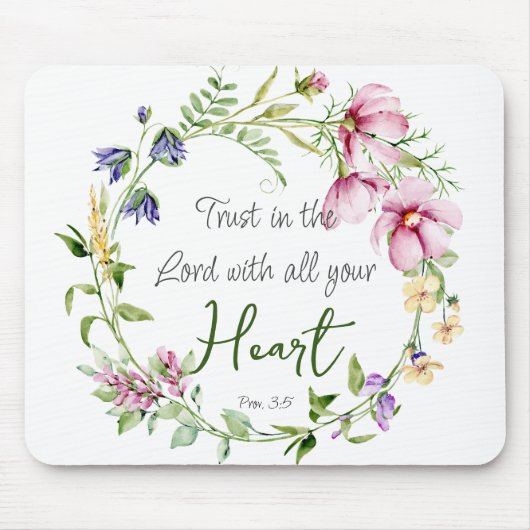 Verse Trust in The Lord met botanisch thema Muismat (Voorkant)