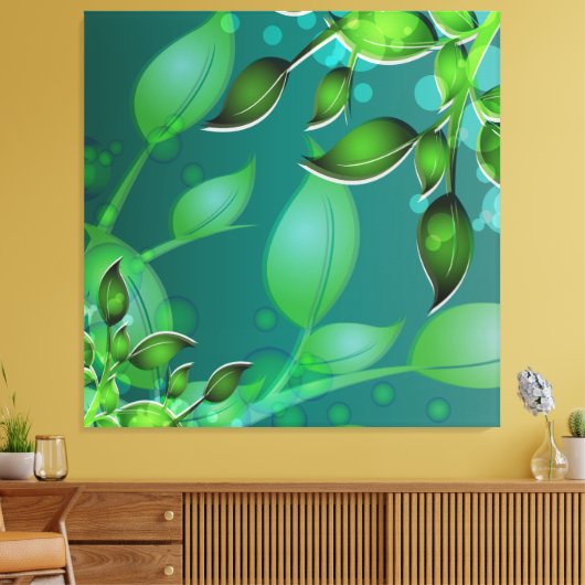 Verse Tuin Bladeren Blauwgroen Ingewikkeld Canvas (Insitu (Woonkamer))