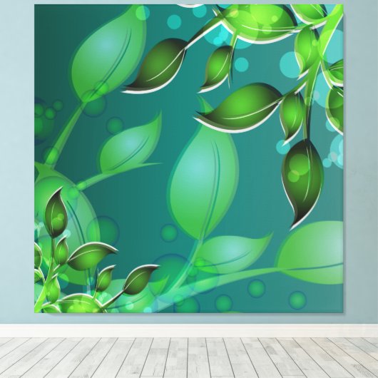 Verse Tuin Bladeren Blauwgroen Ingewikkeld Canvas (Insitu (Houten vloer))