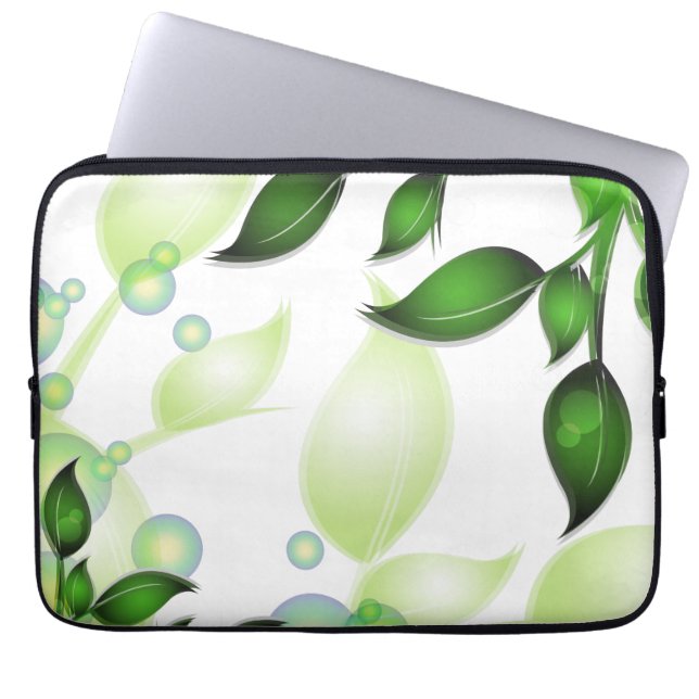 Verse Tuin Bladeren op Wit Laptop Sleeve (Voorkant)