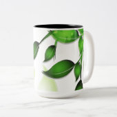 Verse Tuin Bladeren op Wit Tweekleurige Koffiemok (Voorkant rechts)