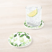 Verse Tuin Bladeren op Wit Zandsteen Onderzetter (Zijkant)