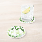 Verse Tuin Bladeren op Wit Zandsteen Onderzetter (Zijkant)