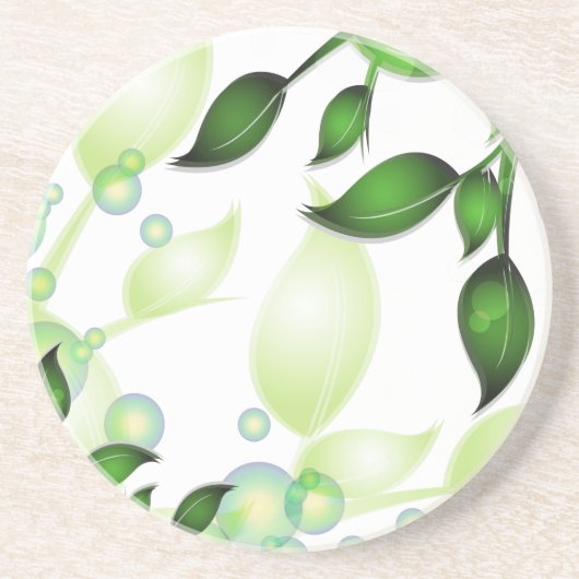 Verse Tuin Bladeren op Wit Zandsteen Onderzetter (Voorkant)