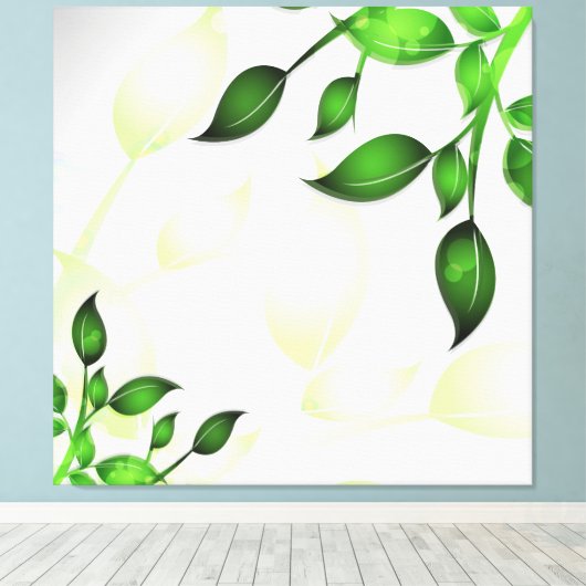 Verse tuinbladeren op wit gewikkeld canvas (Insitu (Houten vloer))