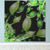 Verse tuinbladeren op zwart gewikkeld canvas (Insitu (Houten vloer))