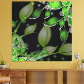 Verse tuinbladeren op zwart gewikkeld canvas afdruk (Insitu (Woonkamer))