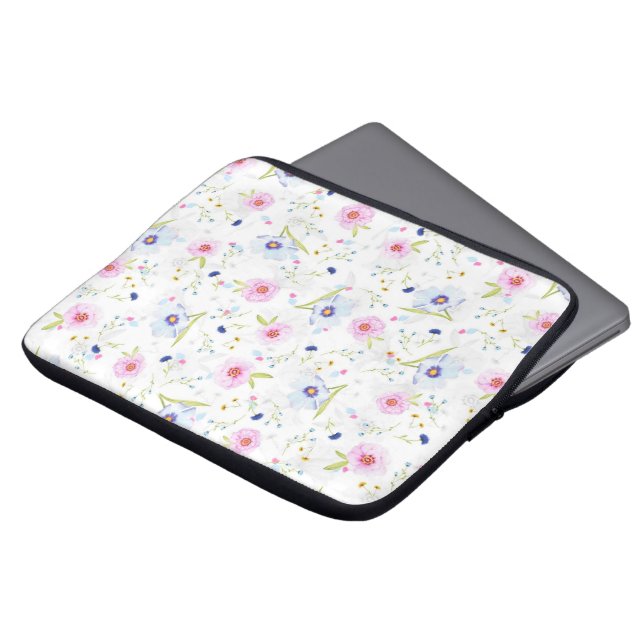 Verse tuinbloemen laptop sleeve (Voorkant top)