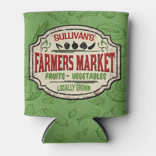 Verse tuinbouwer en naam van de plaatselijke landb blikjeskoeler (Voorkant)