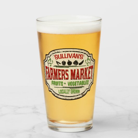 Verse tuinbouwer en naam van de plaatselijke landb glas (Voorkant gevuld)