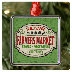 Verse tuinbouwer en naam van de plaatselijke landb metalen ornament