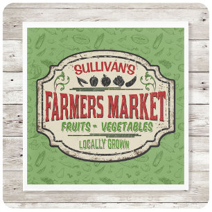 Verse tuinbouwer en naam van de plaatselijke landb servet