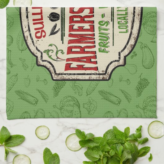 Verse tuinbouwer en naam van de plaatselijke landb theedoek (Gevouwen)