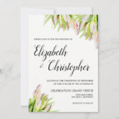 Verse Tulp Bloemen Elegante Roze Groen Huwelijk Kaart (Voorkant)