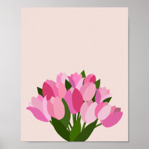 Verse tulpen roze bloemen poster