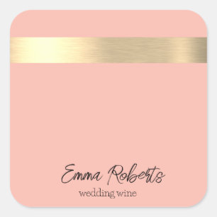 Verse Tulpen Roze Gouden Folie Rustieke Faux Vierkante Sticker