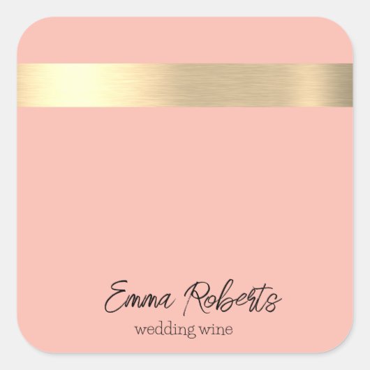 Verse Tulpen Roze Gouden Folie Rustieke Faux Vierkante Sticker (Voorkant)
