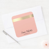 Verse Tulpen Roze Gouden Folie Rustieke Faux Vierkante Sticker (Envelop)