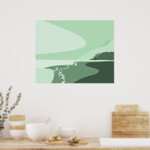 Verse Turquoise digitale kunst strand zeegezicht P Poster (Keuken)