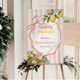 Verse Uitgeknepen Limonade Roze Strik Baby Borrel Poster