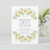 Verse uitnodiging van Daisy Floral Sweet Sixteen (Staand voorkant)