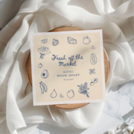 Verse van de markt Blauwe handgetekende Servet