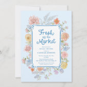 Verse van de markt Blue Bridal Shower Uitnodiging (Voorkant)