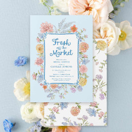 Verse van de markt Blue Bridal Shower Uitnodiging