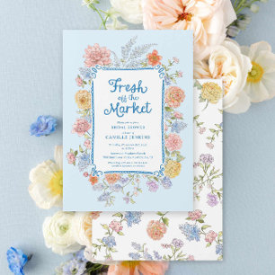 Verse van de markt Blue Bridal Shower Uitnodiging