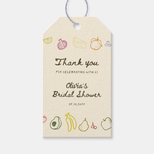 Verse Van De Markt met de Hand Getekende Bruidsdou Cadeaulabel (Voorkant)