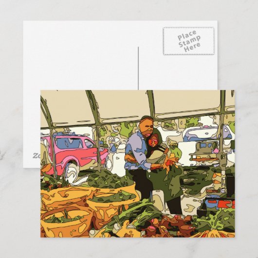 Verse Veggies op de boerenmarkt Briefkaart (Voorkant / Achterkant)