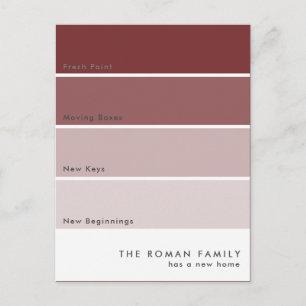 Verse Verf Chip Bewegende Aankondiging Maroon Briefkaart