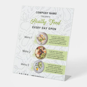 Verse Vers voedsel, Gezond eten Catering Restauran Reclamebord Met Voetstuk