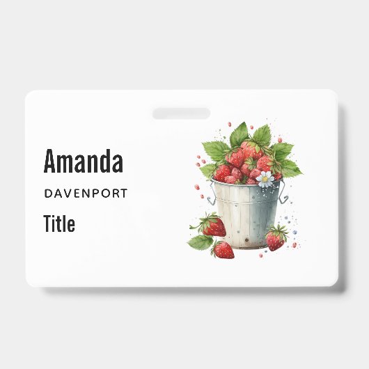 Verse verse aardbeien in een emmer badge (Voorzijde)
