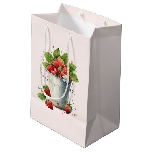 Verse verse aardbeien in een emmer medium cadeauzakje (Achterkant Gekanteld)